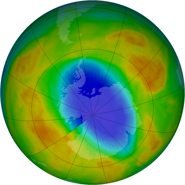 Antarctic ozone map for 11 October 2002